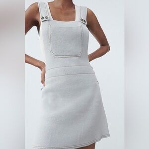 Zara Light Blue Knit Pinafore Dress